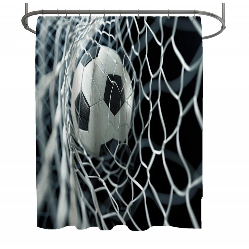 Rideau de douche Soccer - Décoration de salle de bain sport, H 73 po x l 70 po