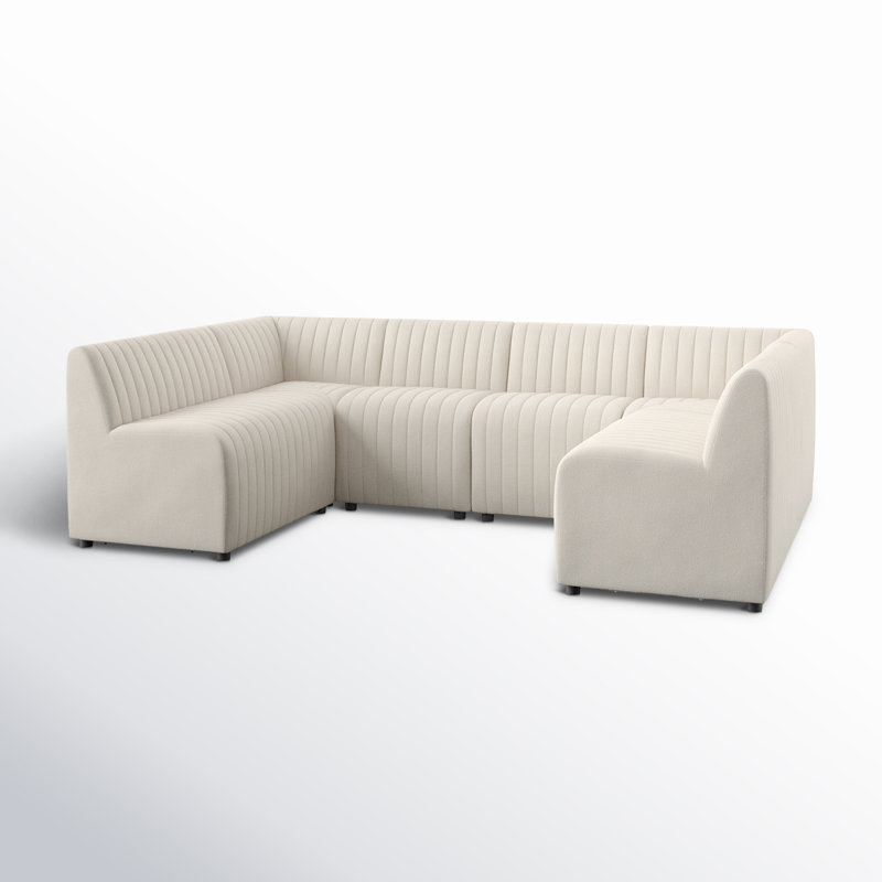 Brandt Upholstered U-Shaped Sectional Symmetrical, Capri Oatmeal Boucle, 31.5" H X 106" W x 66.5" D