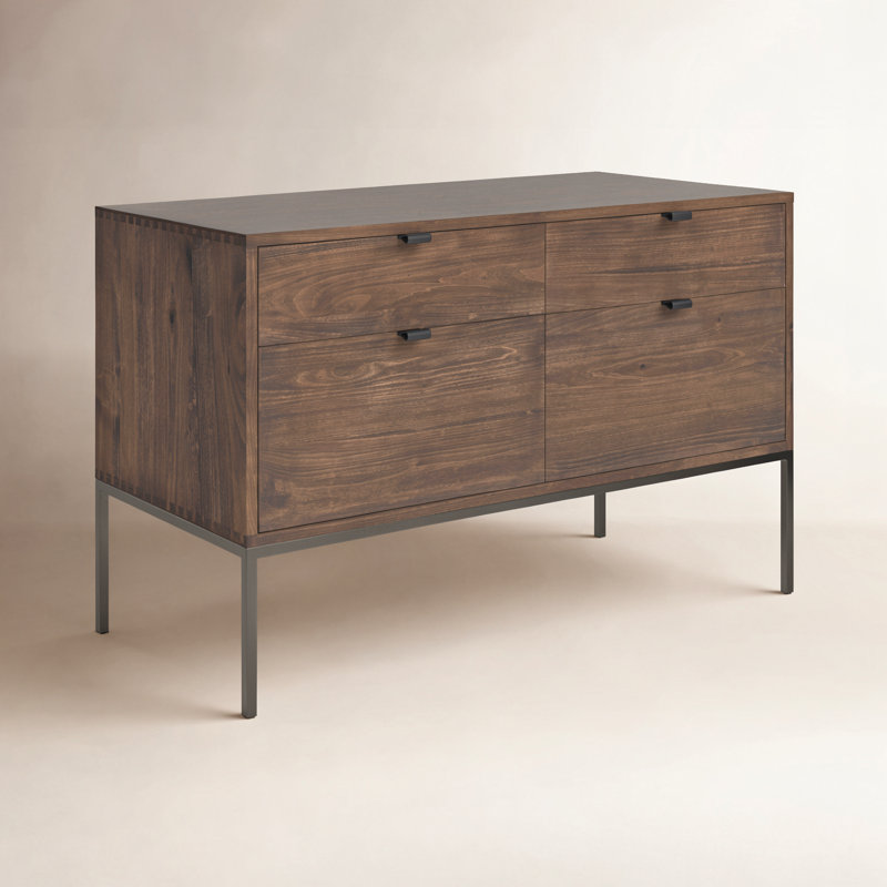 Trey 4 - Drawer Solid Wood File Cabinet, Brown