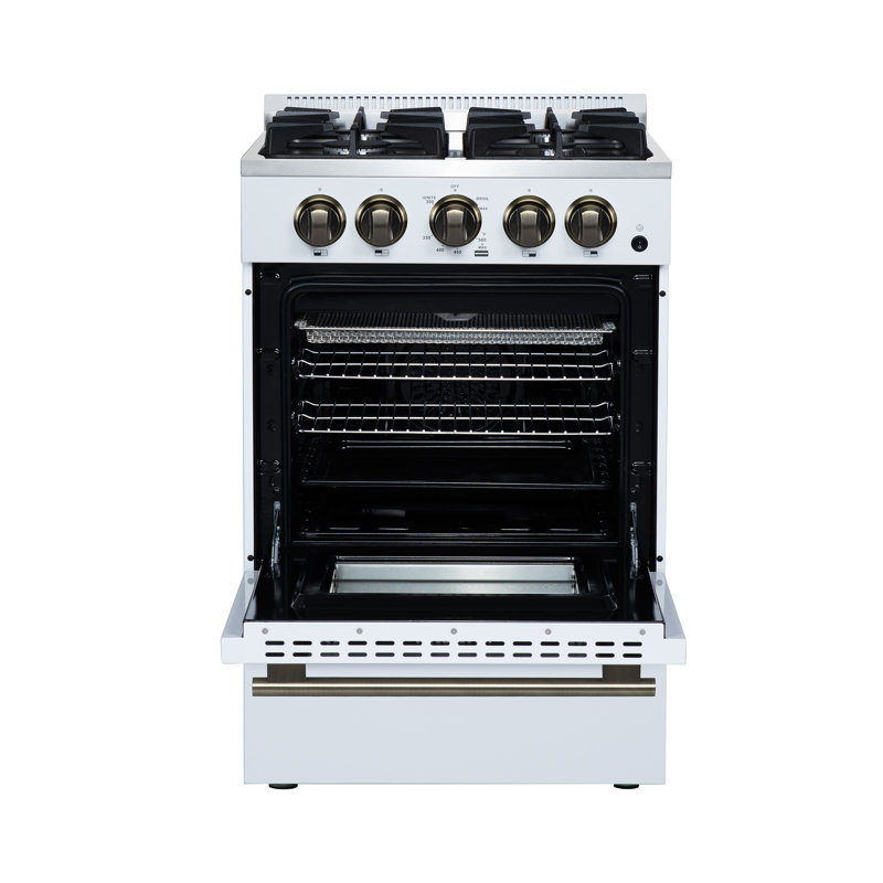 Breno 24 Inch Gas Range in White, White