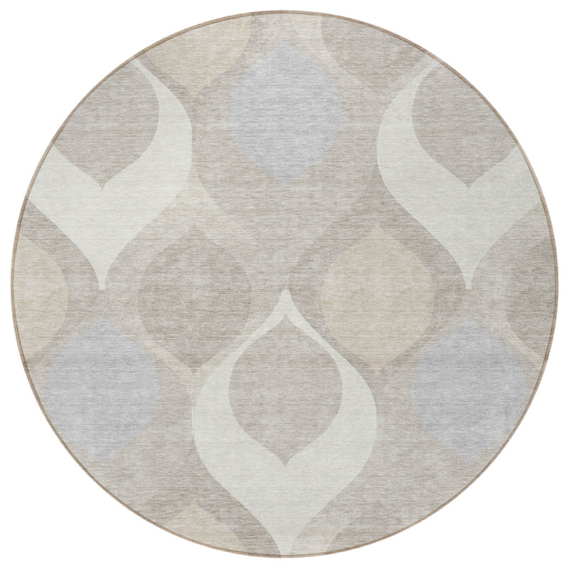 Tapis rond ivoire beige rond 8 po