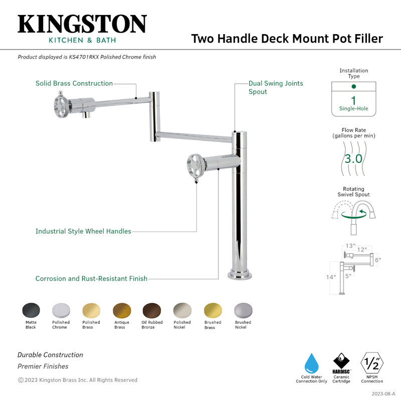 Robinet remplisseur Kingston, Noir mat