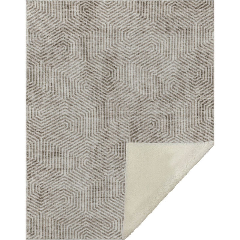 Jeté géométrique Addison Sherpa ASB912, Taupe