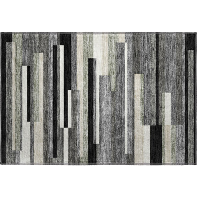 Premium Machine Washable Prisco Black Rug