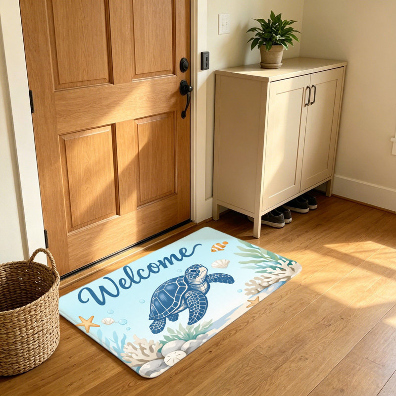 Tapis d'entrée 20 po x 32 po Coastal Turtle Seahorse Welcome Decor