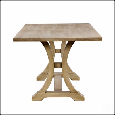 Dining Table Set, Rectangular Trestle Table and Upholstered Chairs Bench