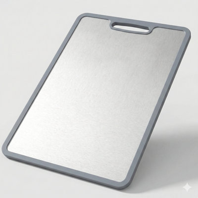 Titanium Cutting Board Double-Sided Non-Slip Silicone Edging Pure Titanium Cutting Boards For Kitchen - Double-Sided Food-Grade Chopping Board Non-Stick Durable And Easy To Clean (Small)(11.5"L x 8"W)