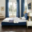 Structure de lit tapissier pour grand lit, style minimaliste moderne avec tête de lit éponge compressée dodue, velours brillant et repose-pieds robuste, matelas non inclus - bleu foncé-1322380142-1322380141
