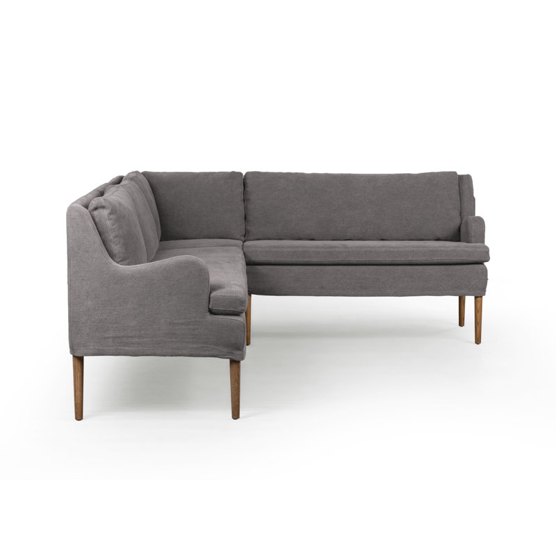 Aurelia Modular 3-Piece Slipcover Sectional, Broadway Coffee Linen, Right Hand Facing, 34.5" H x 99" W x 76" D