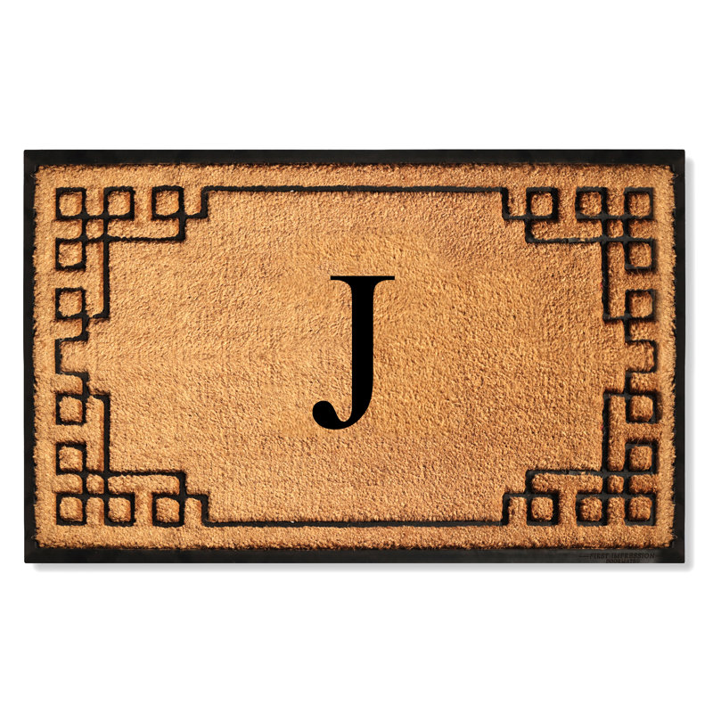 Tapis d'entrée antidérapant Monogram, L 24 po x L 39 po, J