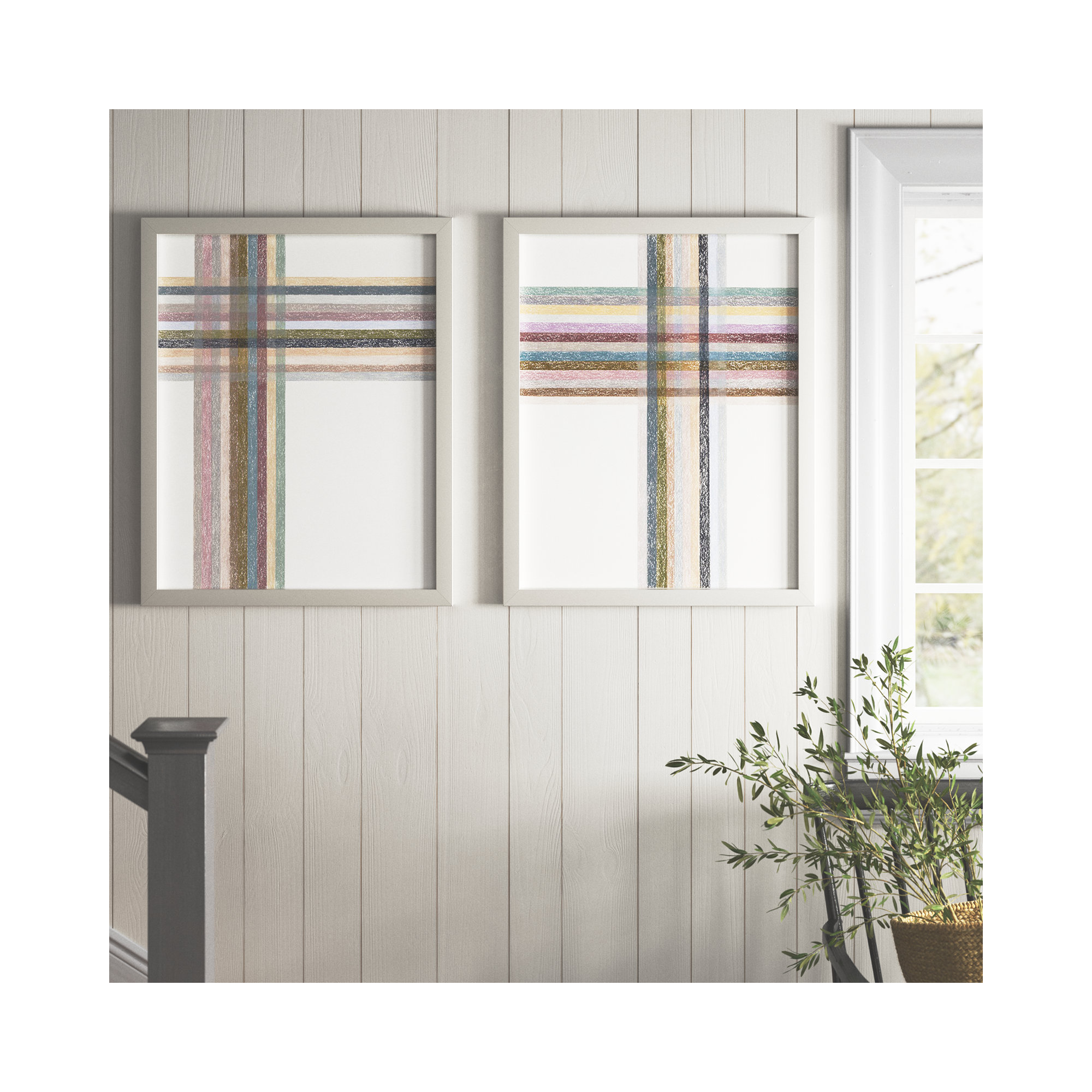 Intersections: Vertical by Beth James, White Framed, 24" W x 30" H