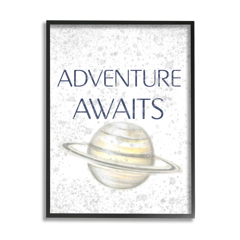 «Children Adventure Awatts», Saturn Ringed, planète art, Giclée encadrée noir minuit, H 14 po x l 11 po