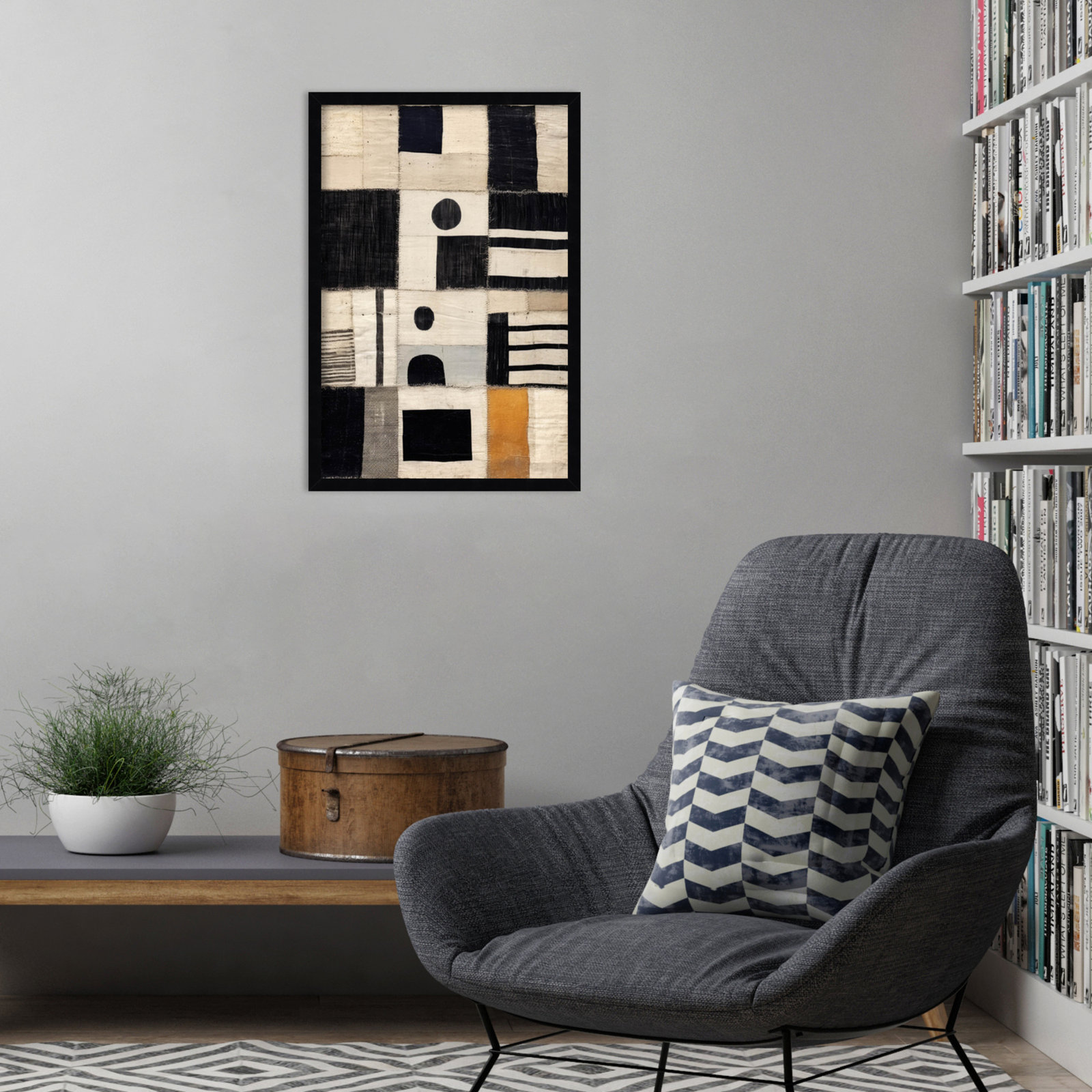 Sewn Fabric by Treechild  Wood Framed Wall Art Print, Black, 25" H x 17" W