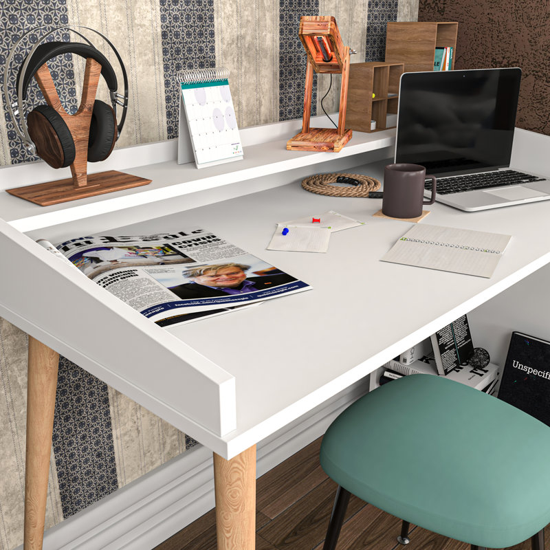 Kailee 120cm W Computer Desk, White/Sapphire