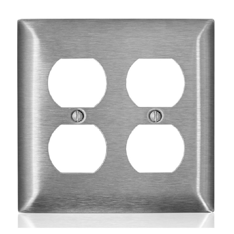 Leviton Satin Silver 2-Gang Stainless Steel Duplex Wall Plate