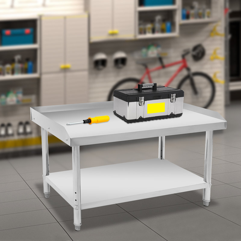 Table de travail avec dosseret, table de préparation pour cuisine, restaurant, garage, buanderie, H 36 po x L 48 po x l 24 po