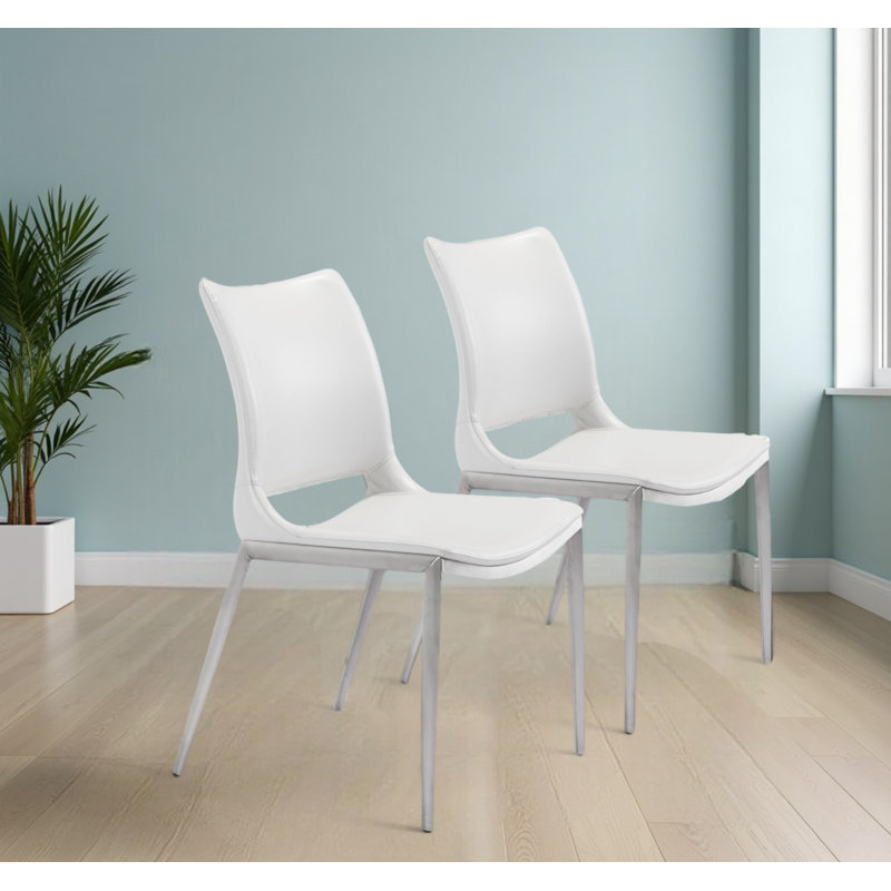 Chaise d'appoint rembourrée Leonino, Blanc, Blanc