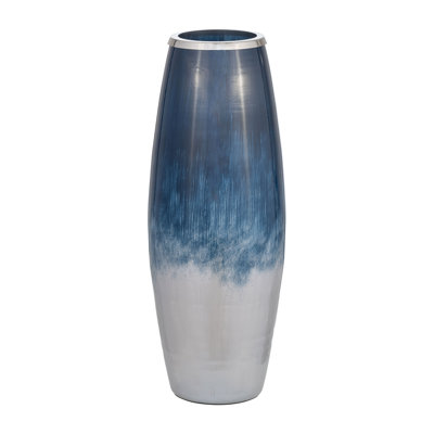 Patoma Modern Coastal Glass and Aluminum Decorative Vase with Sleek Metallic Accents and Contemporary Artisanal Design for Stylish Interior Displays