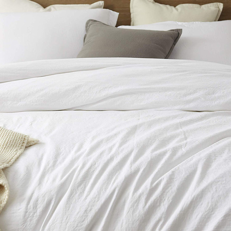  Ensemble de housse de couette surdimensionné en microfibre prélavée gonflant Natural, Blanc