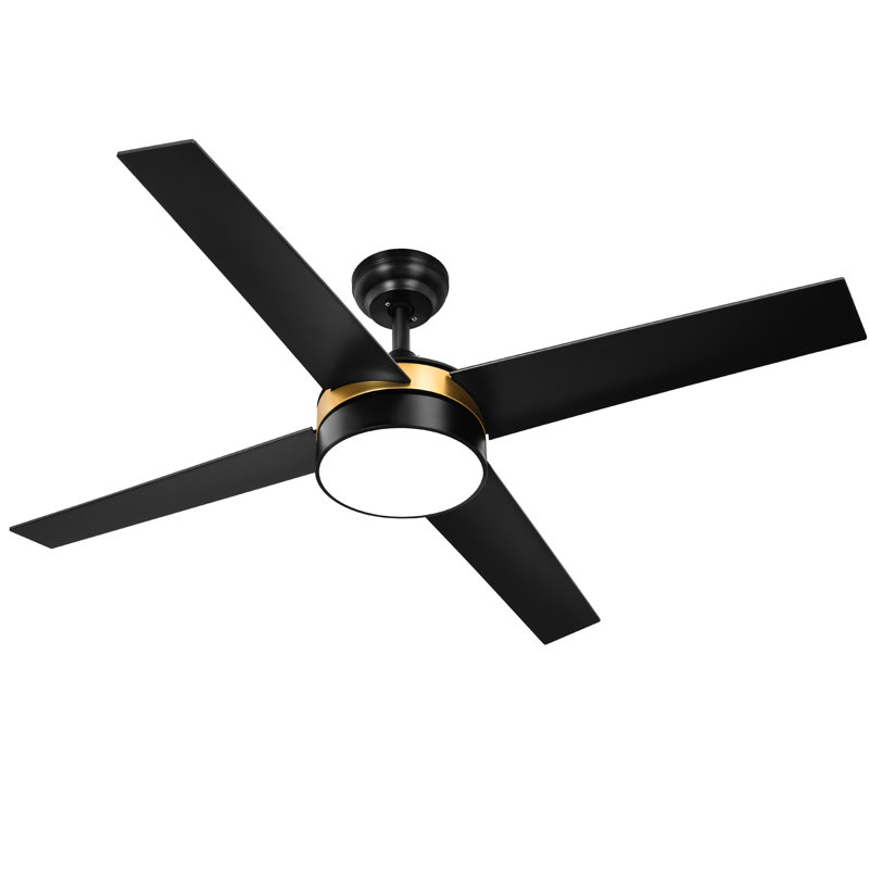 Ventilateur de plafond à 4 pales de 52 po avec ensemble d'éclairage et télécommande Ebern Designs