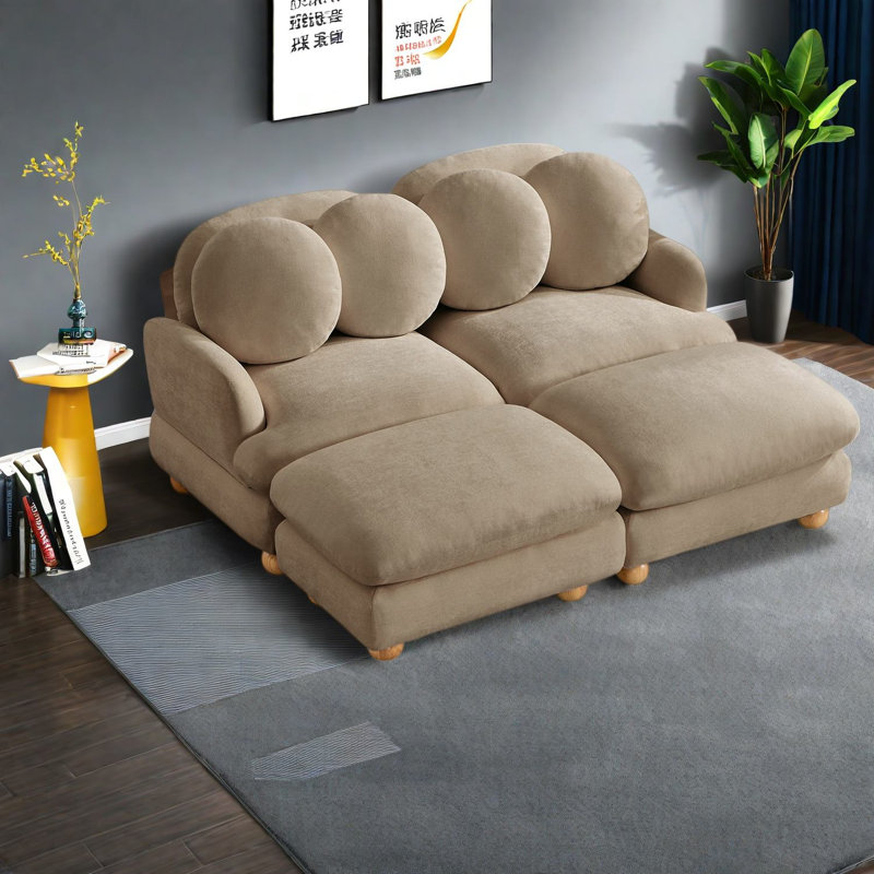 Canapés à compression, canapé moderne à assise profonde en chenille de 173 cm pour la maison, Beige 2