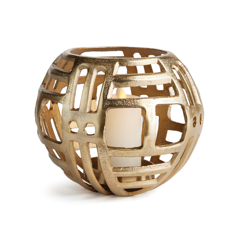 Lambright Aluminum Tabletop Votive Holder, Gold, 7" H x 8" W x 8" D