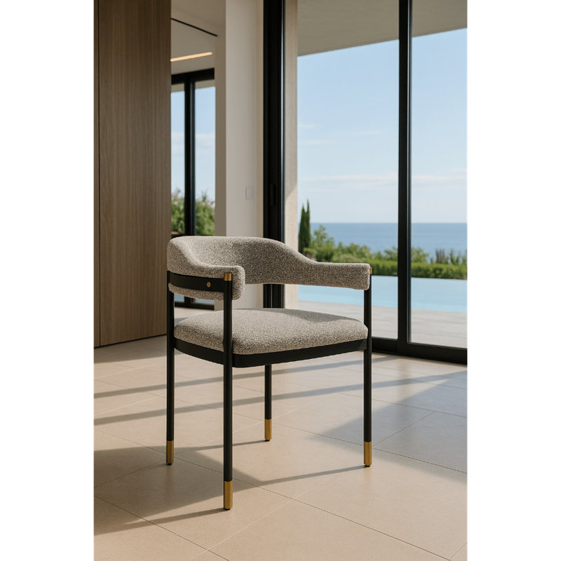 Chaise de salle à manger Cuba Cuba, Beige, Noir mat