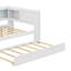 L-Shaped Full-Size Multifunctional Daybed With  Trundle, Storage Shelves, USB Ports & LED Lighting-1159112642
