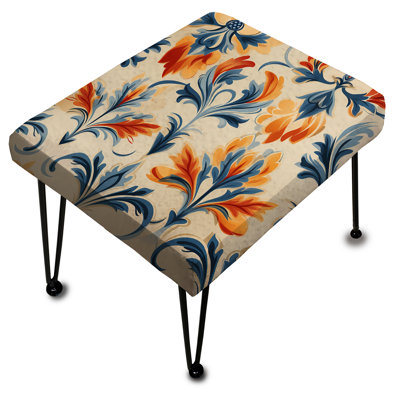 Orange And Blue Ikat Facade Splendour - Ikat Rectangle Ottoman