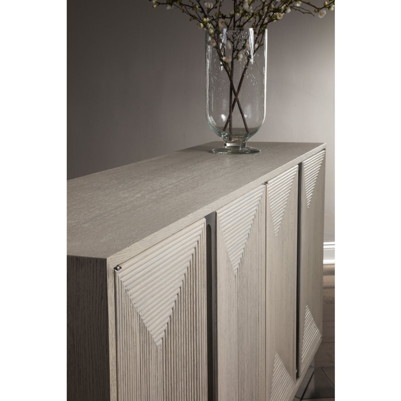 Gray Oak and Stainless Steel Modern Media Console