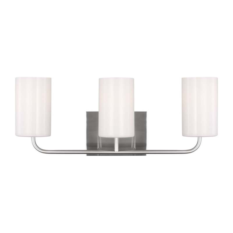 3 - Light Dimmable Vanity Light, Brushed Steel, Yes