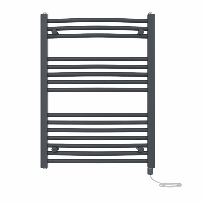 Claudene Curved Towel Rail Heated Towel Rails, 80cm H x 60cm W x 5.6cm D, Anthracite