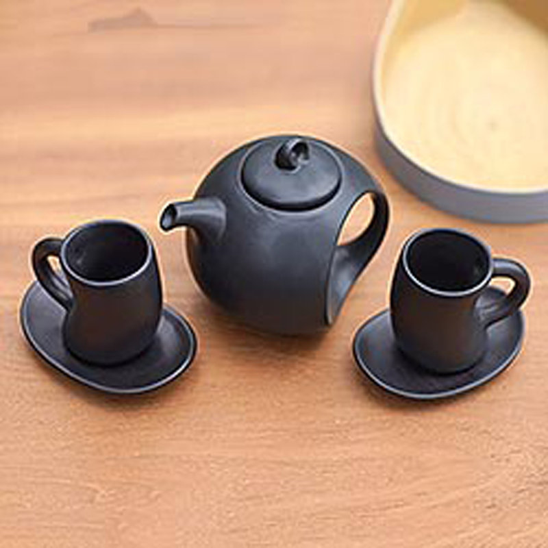 Service à thé en céramique Abida Pour The Tea In Black (ensemble pour 2)