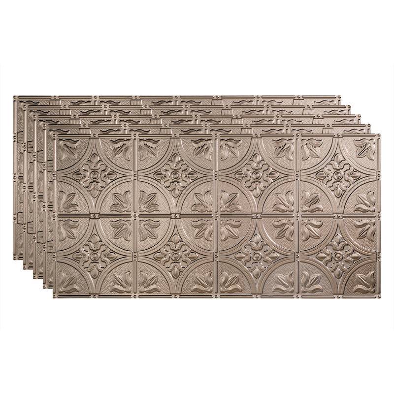 Panneau de plafond décoratif en vinyle 2 pi x 4 pi FASÄDE, Nickel brossé