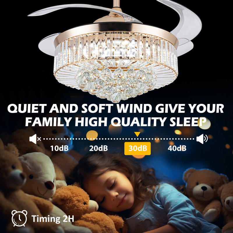 Keja 42'' Ceiling Fan with LED Lights, 42"