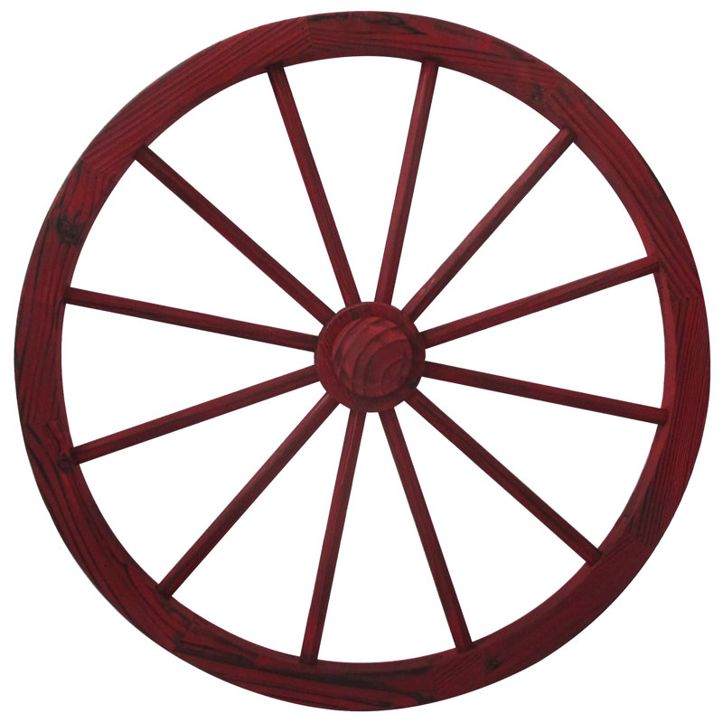 Décoration murale roue de chariot, Rouge