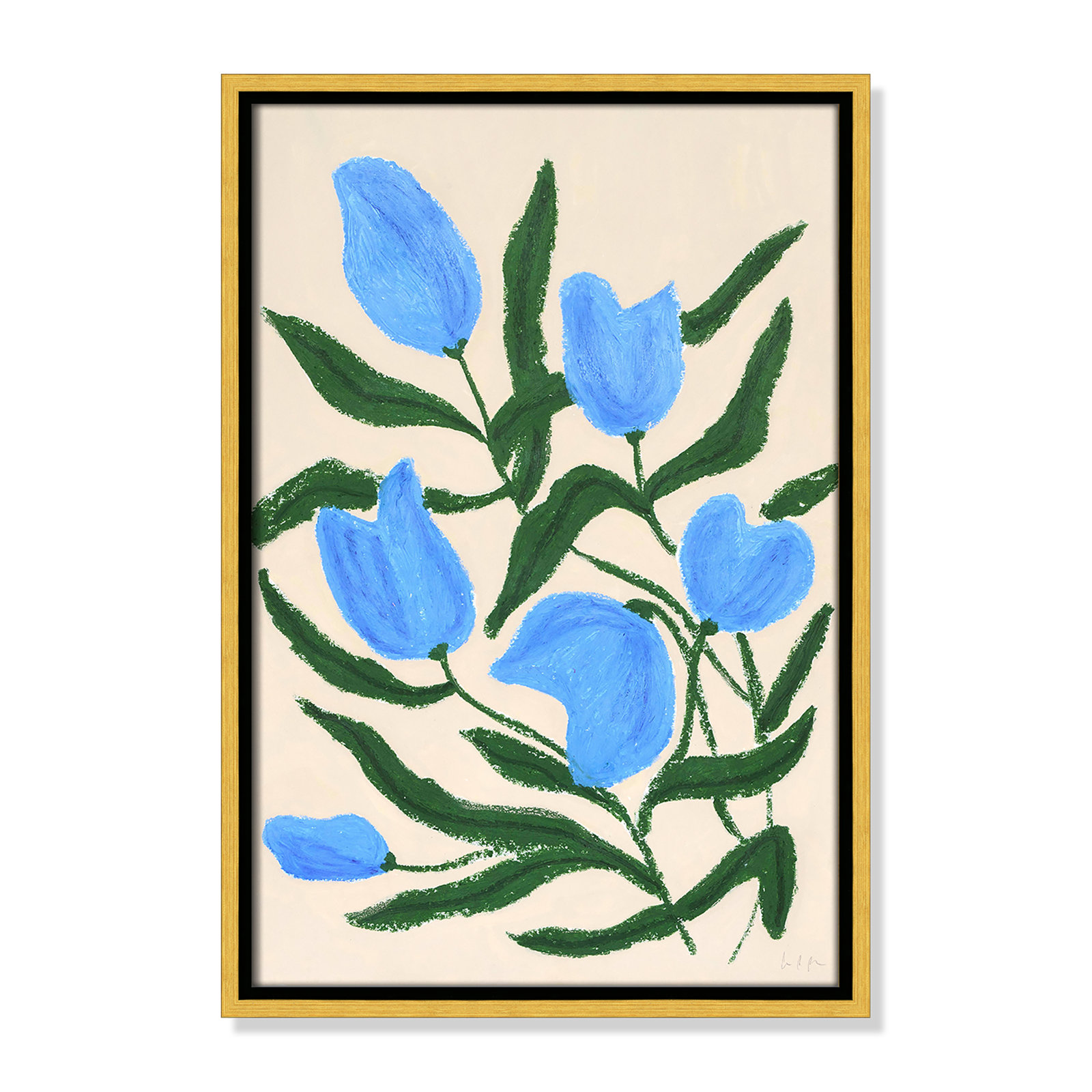 Blue Tulips Print by Camilla Bergqvist, 19.5" H x 13.5" W, Gold