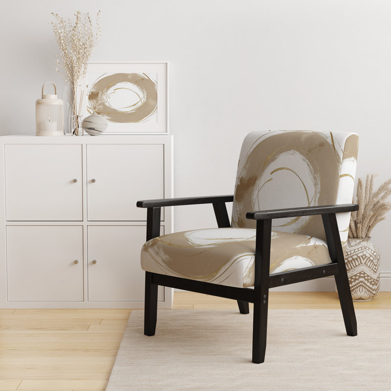 Fauteuil d'appoint rembourré «Giampaola - Gold Circle», Crème / Blanc
