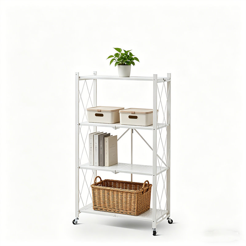 4-Tier Foldable Storage Shelf – White