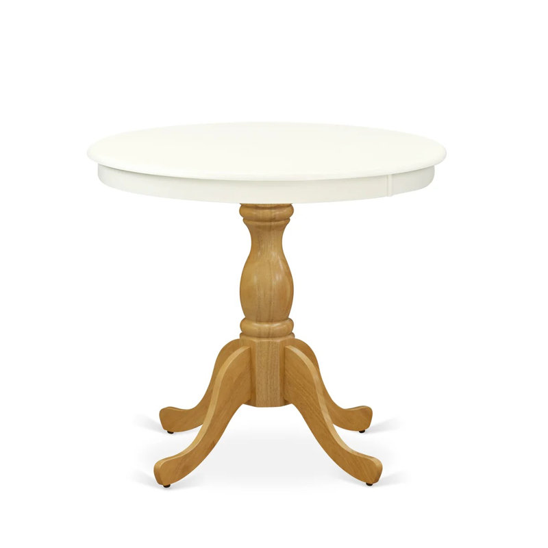 Table de salle à manger Akib, Blanc lin, Chêne, H 30 po x l 36 po x P 36 po