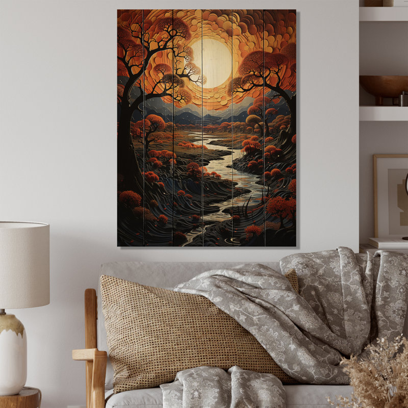 Breshaun " African Tribal Sunset IV ", 40" H x 30" W x 0.78" D
