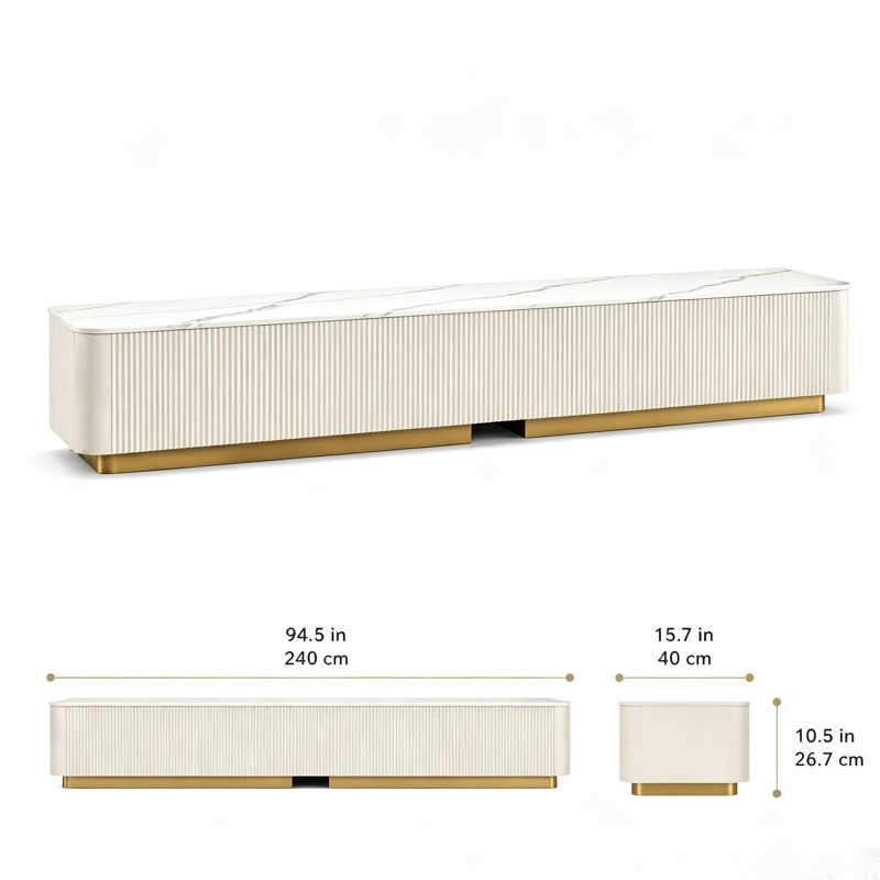 Armoire de rangement 94,5 po, 4 tiroirs, 94.4", Beige