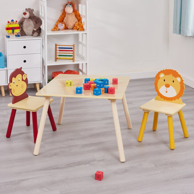 Jungle Kids 3 Piece Square Play Or Activity Table and Chair Set