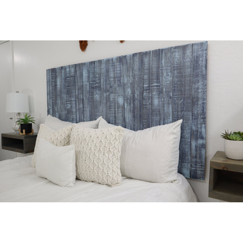 Ravshan Leaner Style Panel Headboard Solid Wood Blue Stonewash, California King