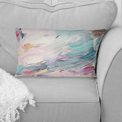 Spring Miracles In Tender Retro Pastel - Abstract Painting Printed Throw Pillow