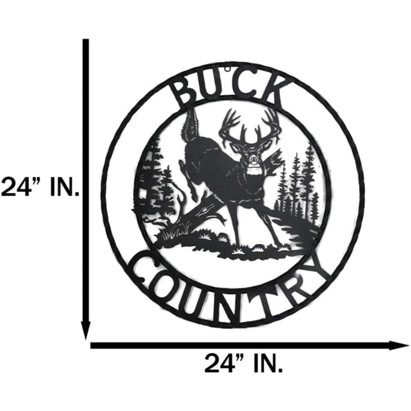 Enseigne murale 24 po Dia Rustic Western Buck Country Mountains