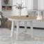 Farmhouse Round Extendable Dining Table with 16" Leaf Wood Kitchen Table (Oak Natural Wood + Antique White)-133525994