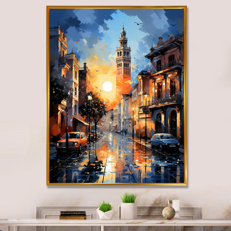 Reproduction d'art sur toile, Giralda III, Espagne, H 32 po x l 24 po x P 1 po, Cadre flottant doré