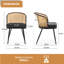 Chaises de salle à manger rembourrées en tissu de polyuréthane 19,3 po H avec dossier canne et structure en métal noir-344166915-364064136