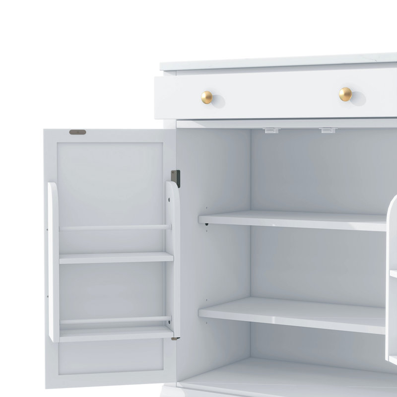 Modern Freestanding Kitchen Pantry,Buffet Food Storage, Coffee Bar Cabinet With Drawer, 2 Adjustable Shelves And 2 Door Shelves